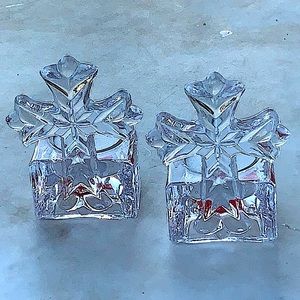 MIKASA CELEBRATIONS TEA LIGHT HOLDERS SET OF 2 REJOICE COLLECTION CRYSTAL 4 INCH